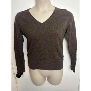 Victor Alfaro Brown 100% Wool V-Neck Sweater Pullover Women's large grandpa styl